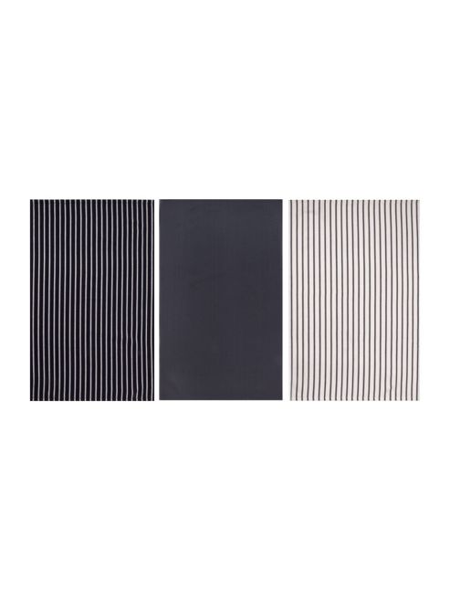 Image of Linea Butcher Stripe Set Of 3 Tea Towels In White