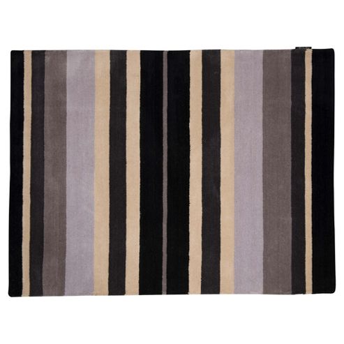Image of Wool Stripe Rug 100 X 150cm, Black/grey