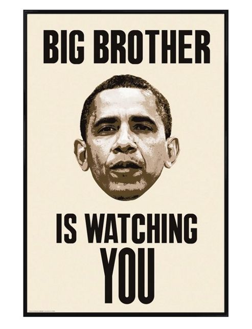 Image of Barack Obama Gloss Black Framed Big Brother Is Watching You Poster