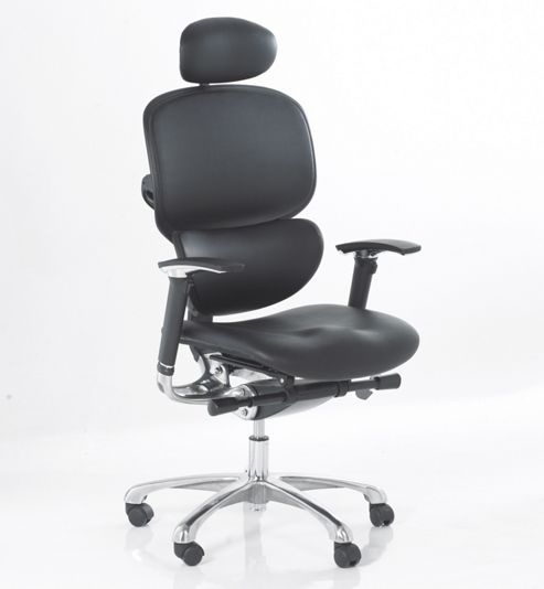 Image of Ergonomics 4 Work Wave Full Leather Chair - With Leather Headrest