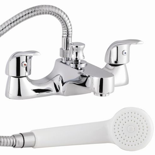 Image of D Type Bath Shower Mixer With Shower Kit & Wall Bracket