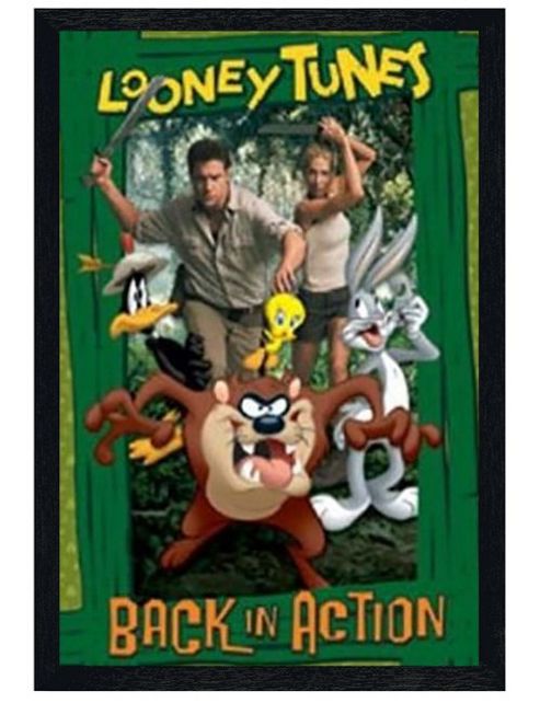 Image of Looney Tunes Black Wooden Framed Back In Action Poster