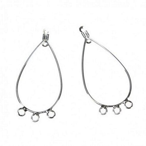 Image of Long Chandellier Earring Connectors - Silver - 10 Pack