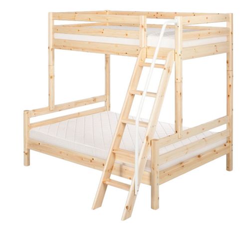 Image of Flexa Flexa Classic Bunk Bed With Classic Double Bed And Slanting Ladder