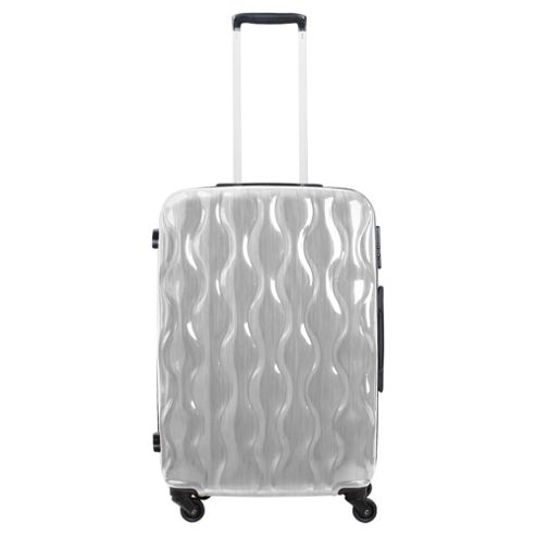 Image of Tesco 4-wheel Gloss Suitcase, Grey Small