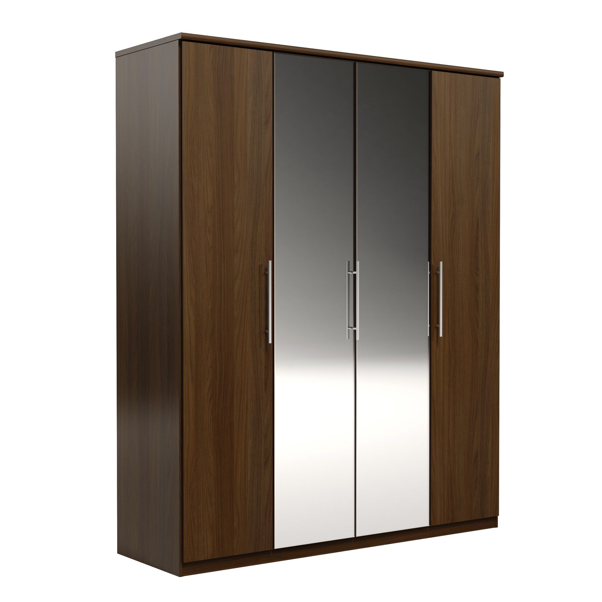 Urbane Designs Prague 4 Door Wardrobe - Walnut at Tesco Direct