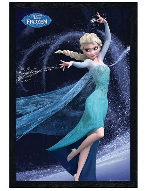 Image of Frozen Disney's Black Wooden Framed Let It Go Poster