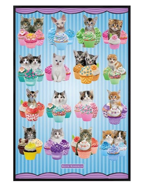Image of Keith Kimberlin Gloss Black Framed Kittens & Cupcakes Poster