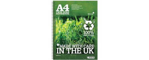 Image of Silvine Premium Notebook Recycled Wirebound Punched Ruled Margin 120pp 80gsm A4plus Ref R102 [pack 5]