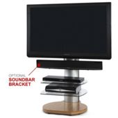 Off The Wall Origin II TV Stand - Oak base / Silver sides / Clear glass