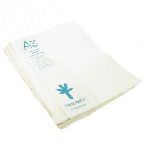 Image of Handmade Paper Made From 100% Recycled Cotton Rag. A3, 20 Sheets, 320gsm.