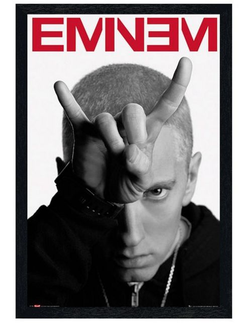 Image of Eminem Black Wooden Framed Horns Poster