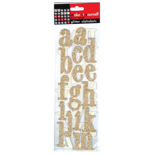 Image of Large Glitter Alphabets Gold 5 Sheets