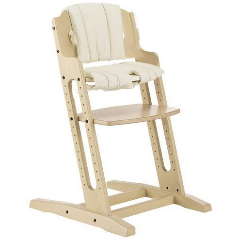 Image of Babydan Danchair High Chair White Wash With Beige Cushion