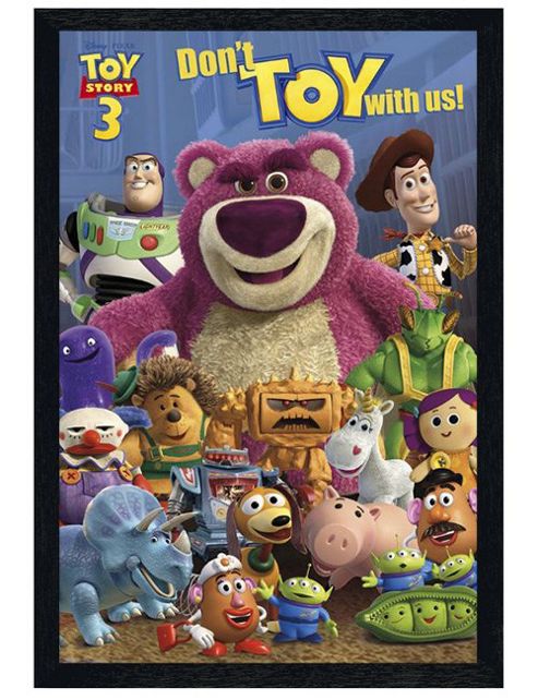 Image of Toy Story 3 Black Wooden Framed Don't Toy With Us Poster