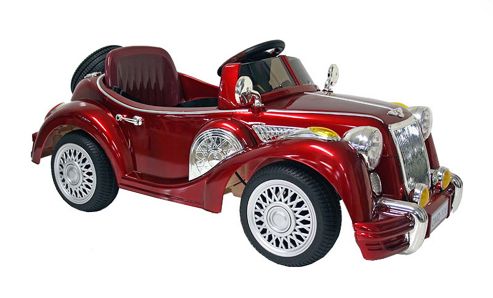 Image of Kids Electric Car Vintage Sports Car 12 Volt Red Gloss