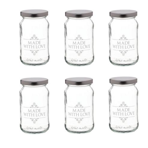 Image of Kitchencraft Home Made Glass Love Preserving Jar, 454ml, Set Of 6