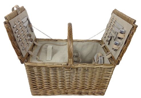 Image of Wicker Valley Rectangular Two Lidded Fitted Picnic Hamper