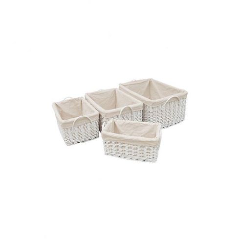 Image of Wicker Valley Willow Lined Deep Basket In White (set Of 4)