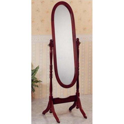 Image of Oval - Large Solid Wood Freestanding Dressing Mirror - Dark Finish