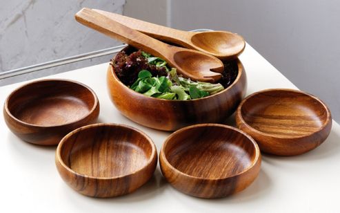 Image of Premier Housewares Acacia 20cm Wood 7 Piece Salad Set
