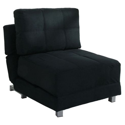 Image of Leader Lifestyle Rita Futon Chair Bed - Black Faux Suede