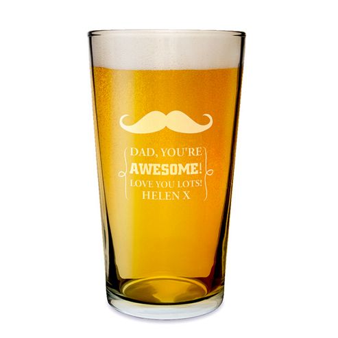 Image of Personalised Moustache Pint Glass