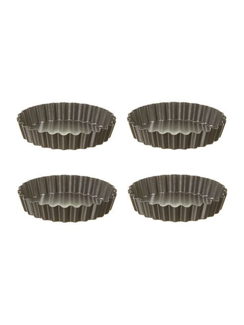 Image of Linea Steel Set Of 4 Flan Pans In Dark Grey