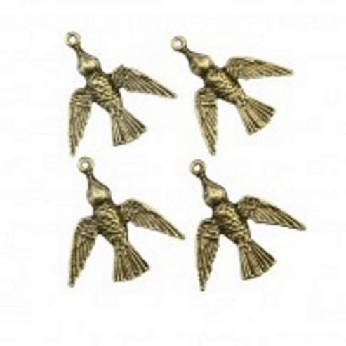 Image of Swallow Bird Charm Steampunk - 4 Pack