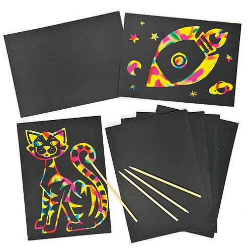 Image of Scratch Art Craft Doodle Sheets (8 Sheets)