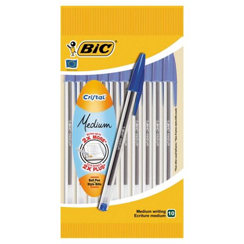 Image of Bic Cristal Clear Barrel Ballpoint Pen, Blue, 10 Pack