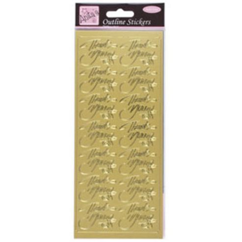 Image of Outline Stickers Elegant Thank You Gold