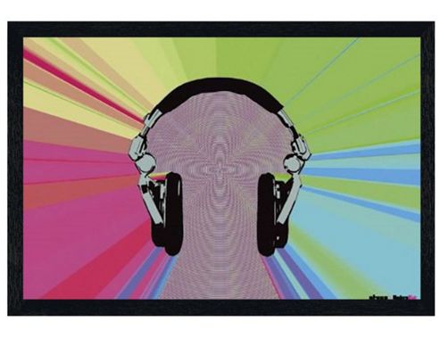 Image of Steez Headphones Black Wooden Framed Feel The Beat Poster