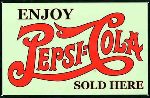 Image of Pepsi-cola Sold Here Enjoy Pepsi Cola Tin Sign