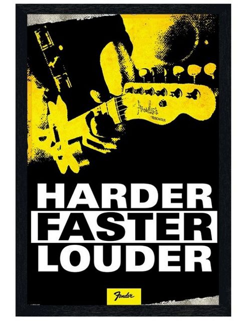 Image of Black Wooden Framed Fender Harder, Faster, Louder Poster