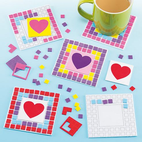 Image of Heart Mosaic Coaster Craft Kits (pack Of 6)