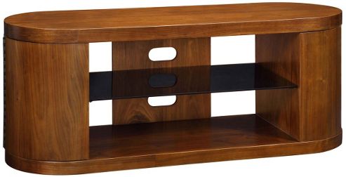Image of Jual Walnut Jf207 Tv Cabinet With Black Glass