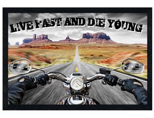 Image of The Open Road Black Wooden Framed Live Fast And Die Young Poster