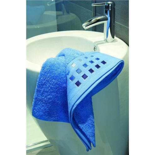Image of Catherine Lansfield Bathroom Mosaic Bath Sheet, 90x140, Blue