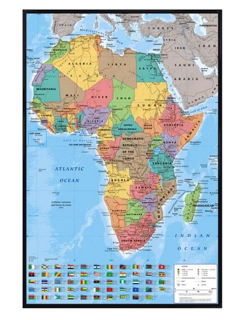 Image of Gloss Black Framed Map Of Africa Poster