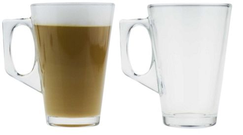 Image of Pack Of 2 Latte Glasses - Glass Cups Mugs For Coffee Or Tea - 250ml - 11cm Tall