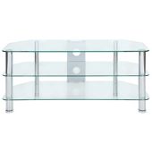 LEVV Glass TV Stand - Stainless Steel / Clear