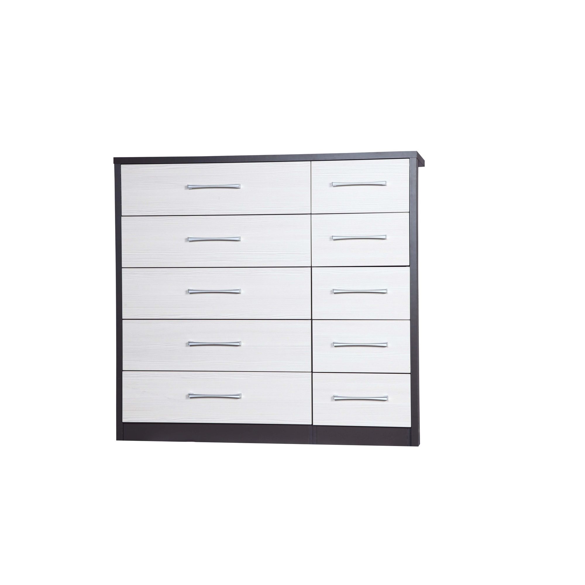 Alto Furniture Avola 10 Drawer Double Chest - Grey Carcass With White Avola at Tesco Direct