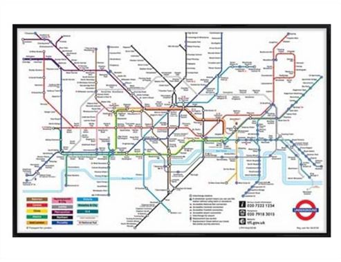 Image of London Underground Gloss Black Framed London Underground Map Poster