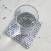 Grey White Stripe Linen Coaster