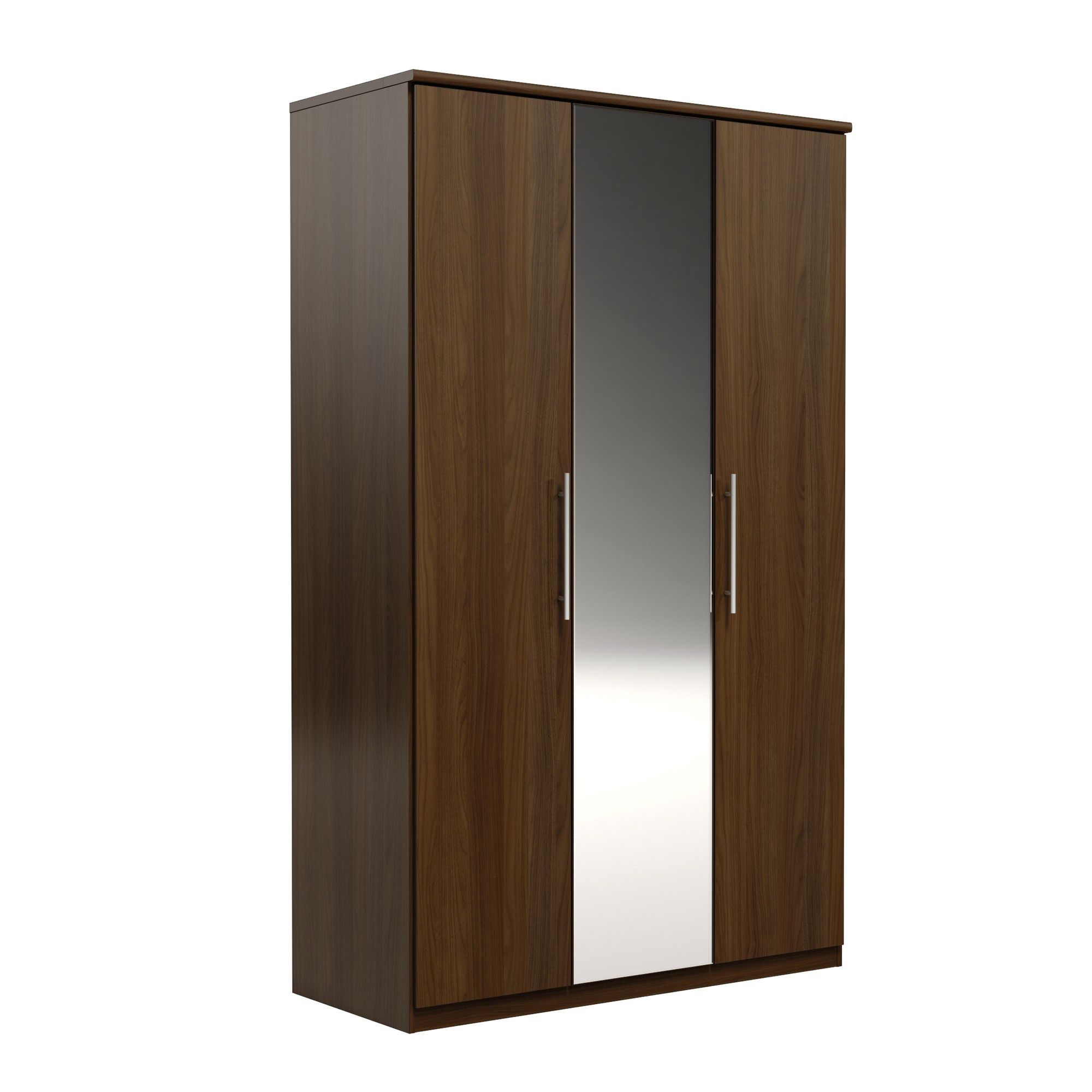 Urbane Designs Prague 3 Door Wardrobe - Walnut at Tesco Direct