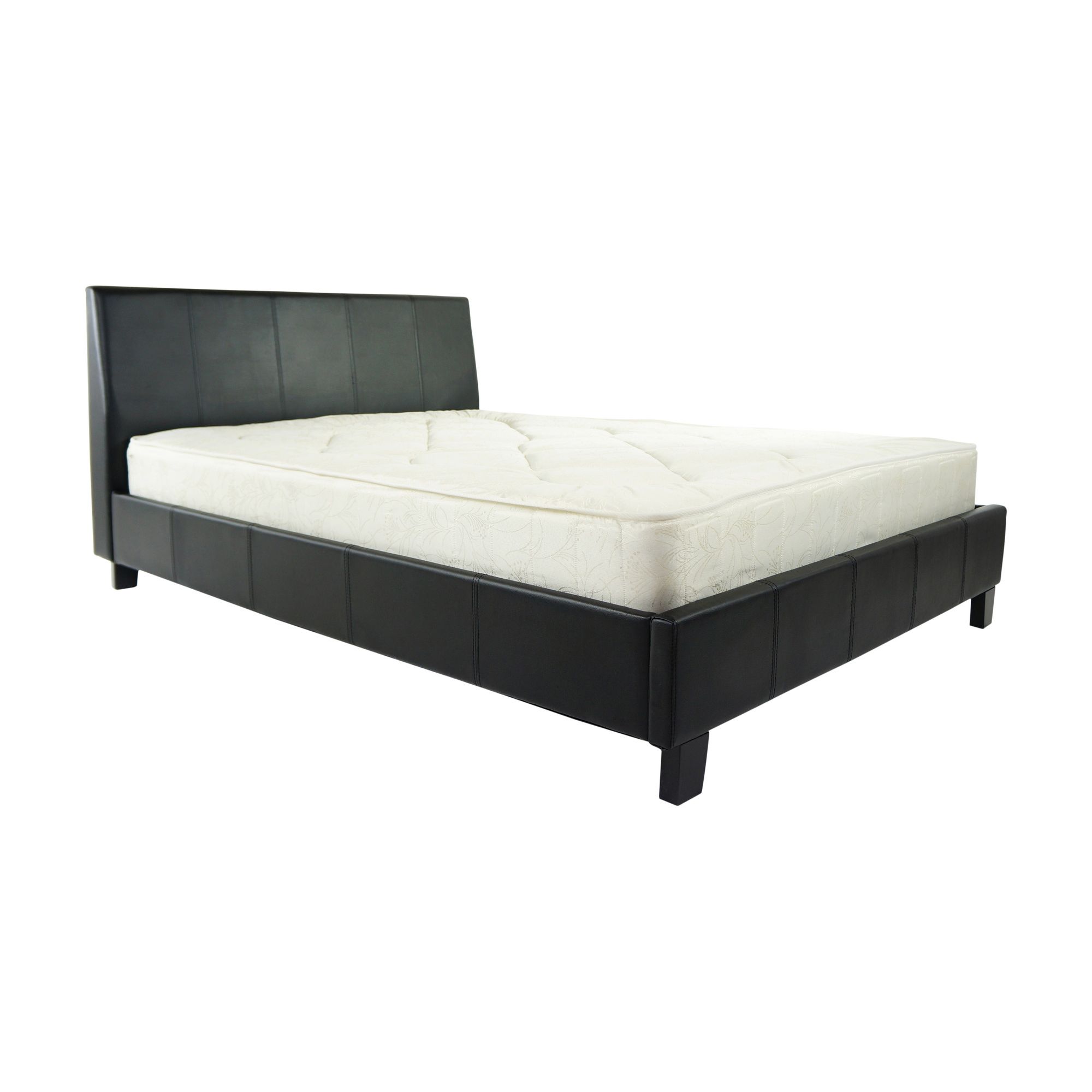 Alpha furniture Denver Real Leather Bed - Black - King at Tesco Direct