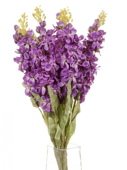 Image of Artificial 78cm Single Stem Purple Stock Flowers X 6