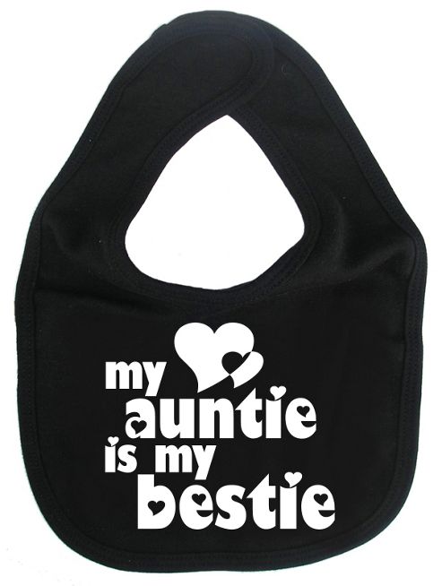 Image of Dirty Fingers My Auntie Is My Bestie Baby Bib Black