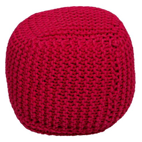 Image of Kaikoo Chunky Knit Bean Bag Cube, Red